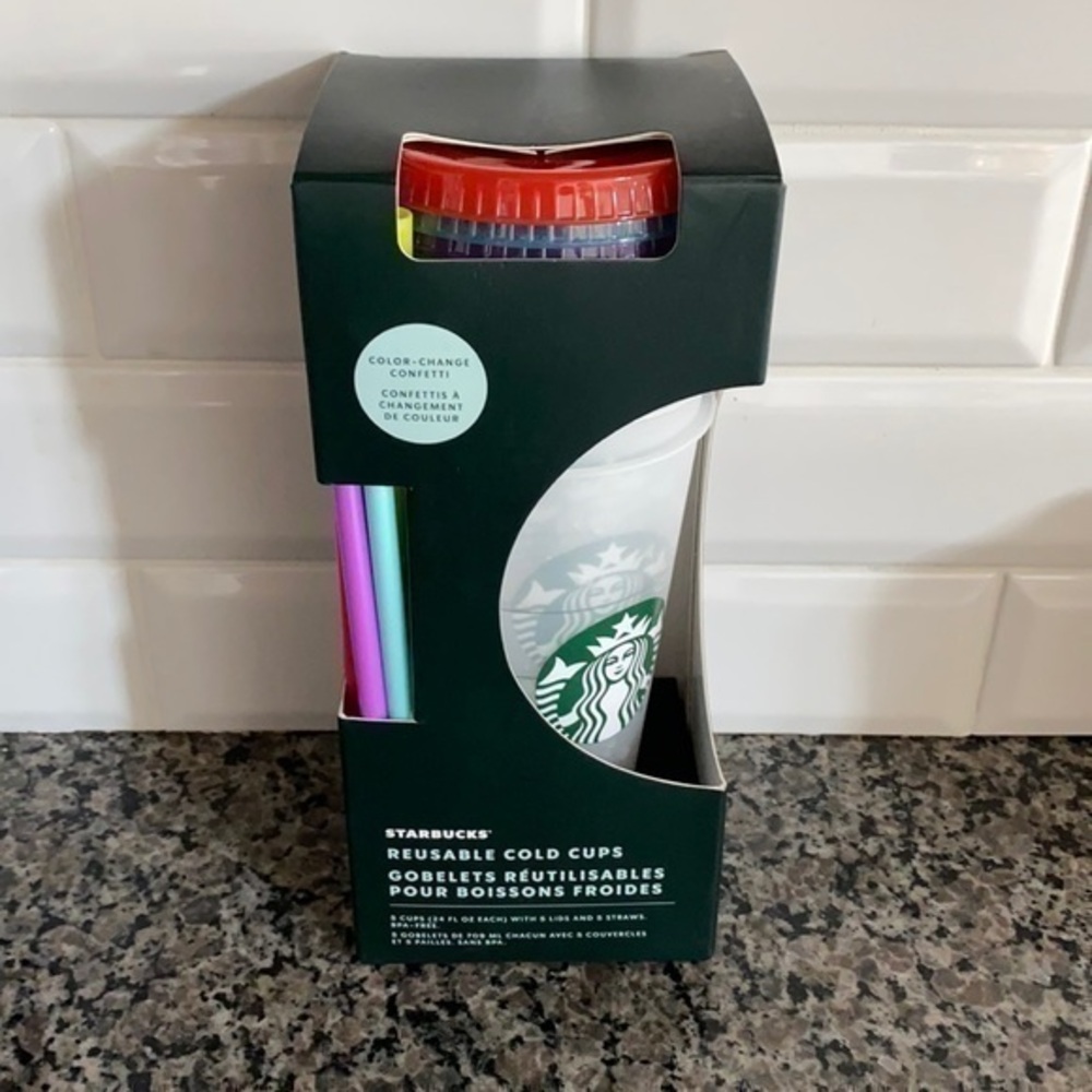 Starbucks reusable cups color changing confetti
